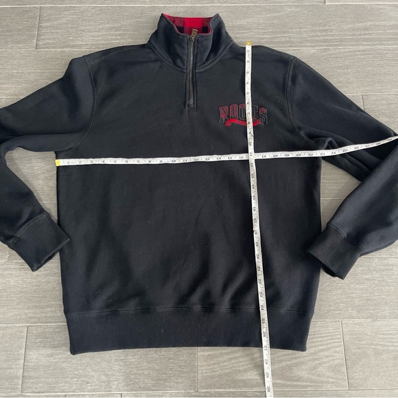 Roots Men’s Buffalo Plaid Zip Stein Hoodie Black Red Quarter Zip Sweater M - Picture 15 of 16